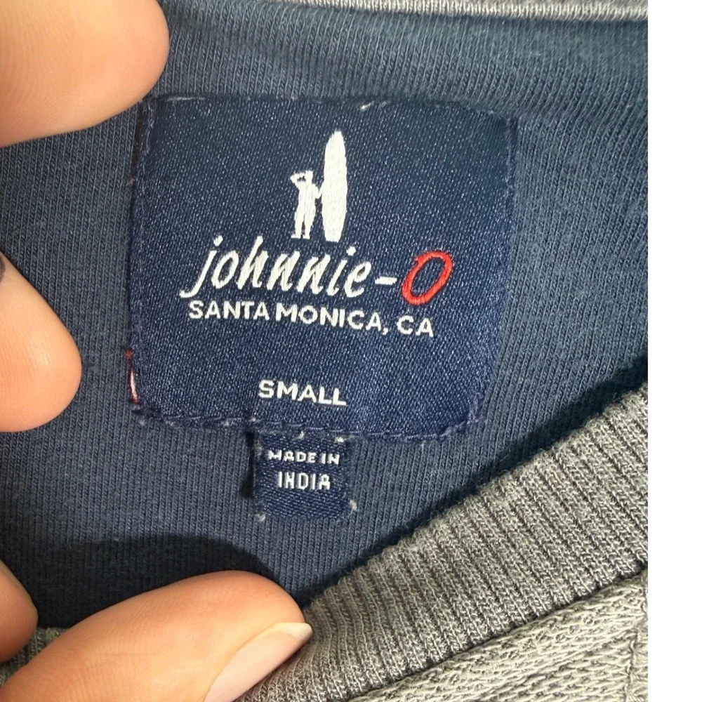 Johnnie-O V-Stitch Gray Crewneck Sweatshirt French Terry Pullover Mens Small